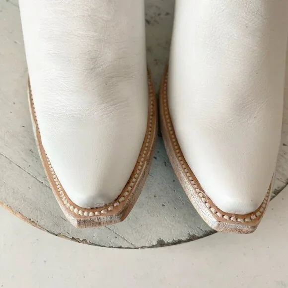 Lane EMMA JANE Womens Cowboy Bootie 7.5 White Western Cowgirl Short Ankle Boots - Picture 6 of 11